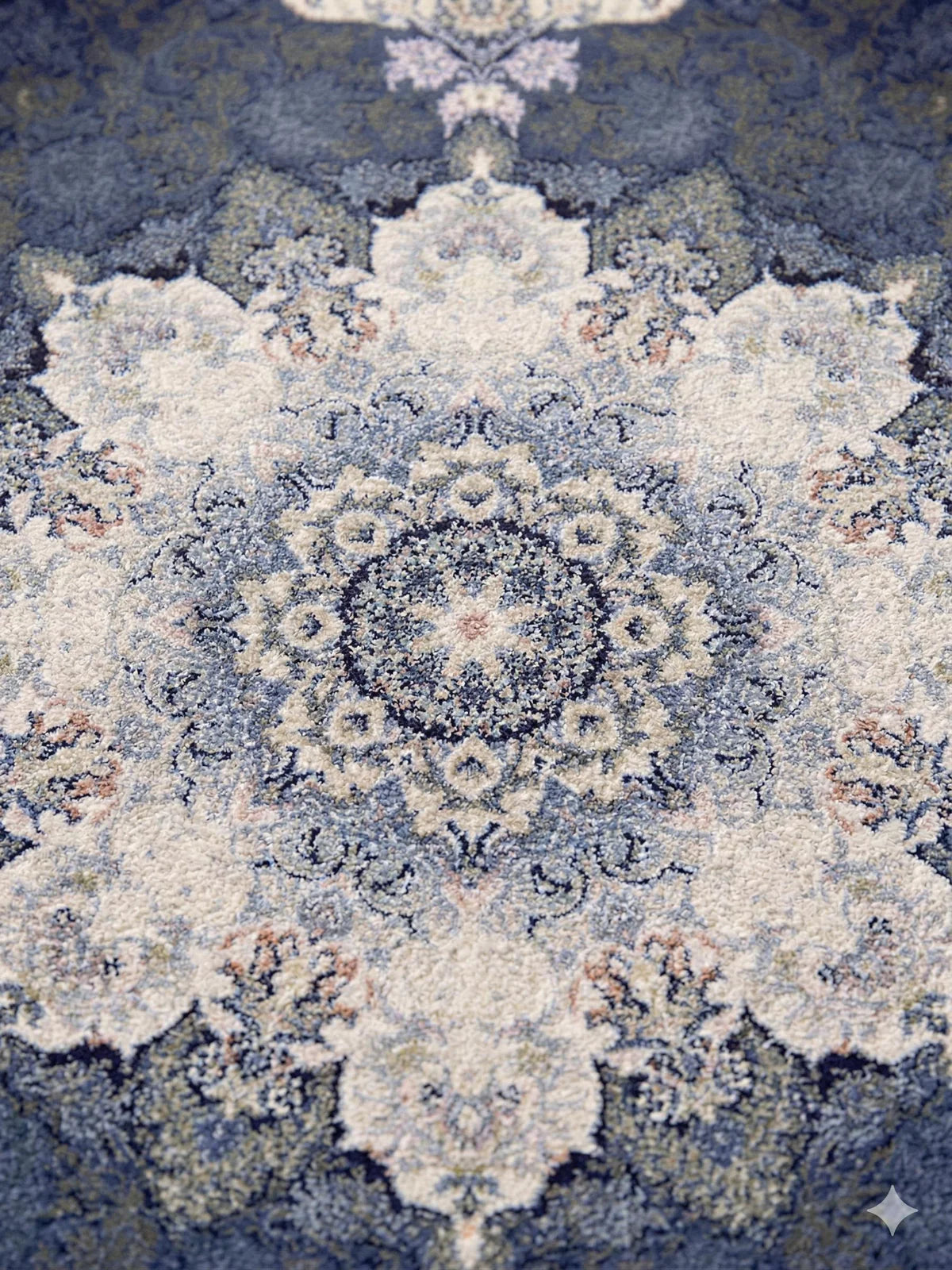 Delroba Traditional Persian Area Rug in Blue - additional angle