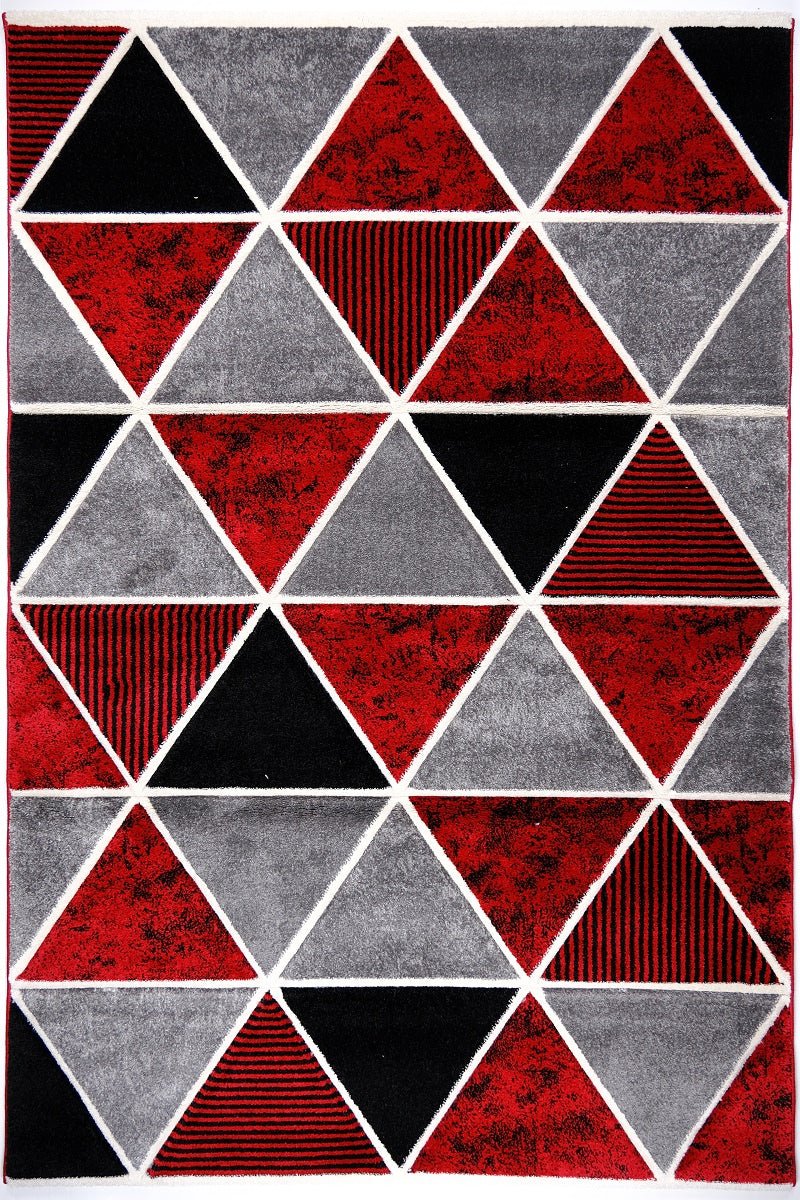 330x240cm modern area rug in dark red and black