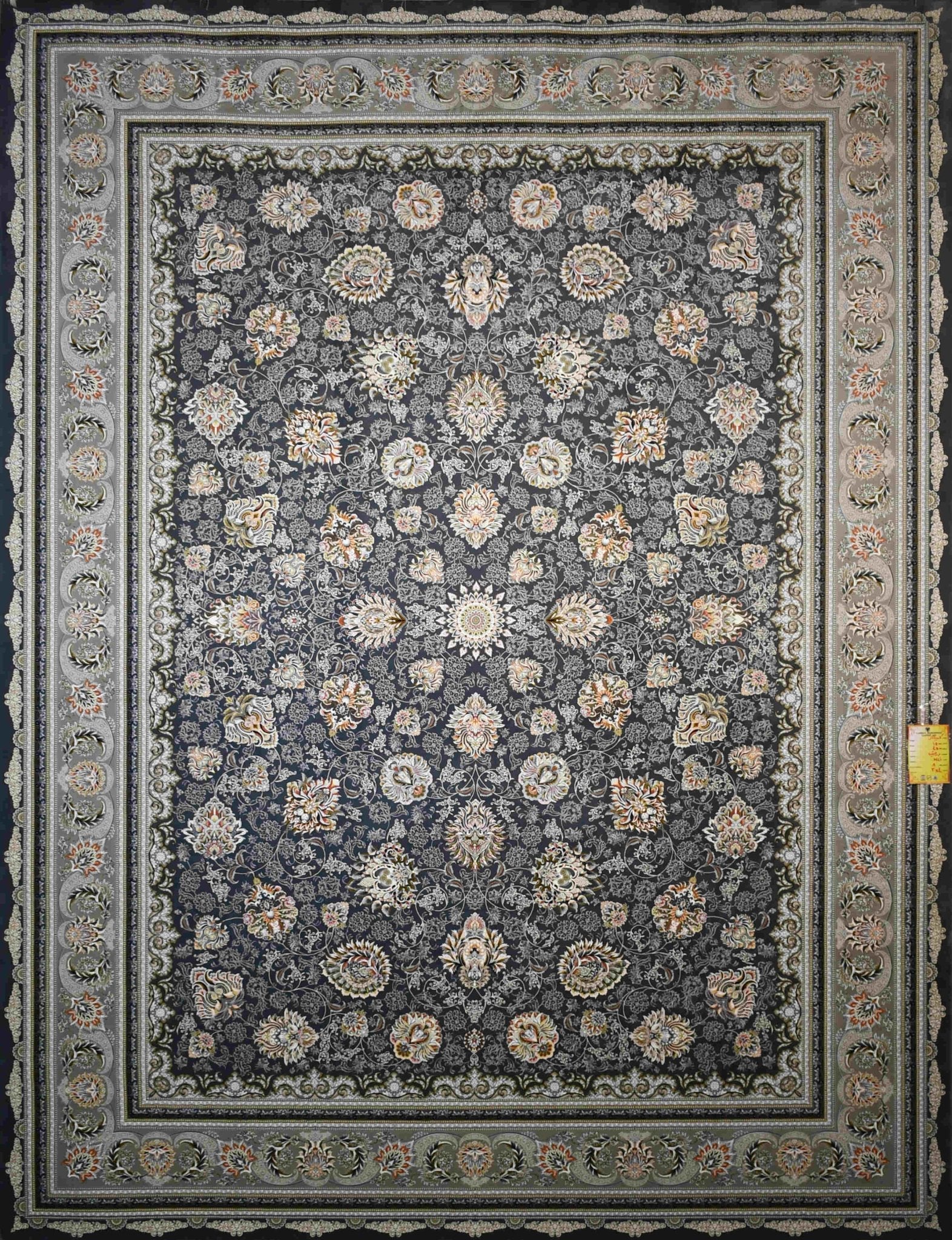 Round Persian-style area rug in blue, Kamila design