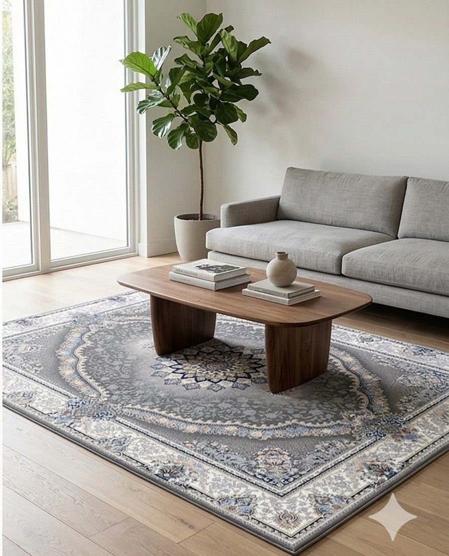 Kamand Traditional Persian Area Rug Smoky - living room styling 1 - Australian Rugs