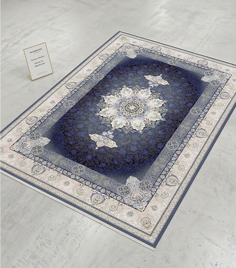 Delroba Traditional Persian Area Rug in Blue - additional angle