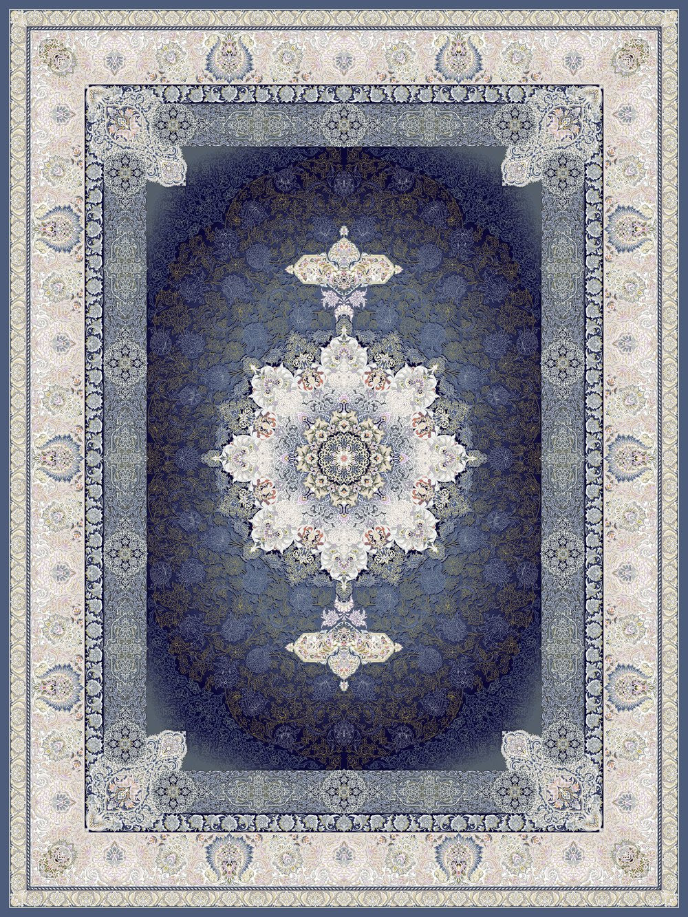 Delroba Traditional Persian Area Rug in Blue
