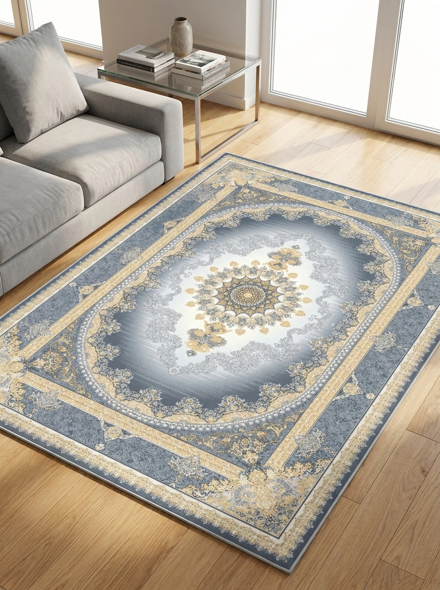 Mashad 723502 Grey Traditional Persian-Style Area Rug & Hallway Runner – Machine-Made, Turkey