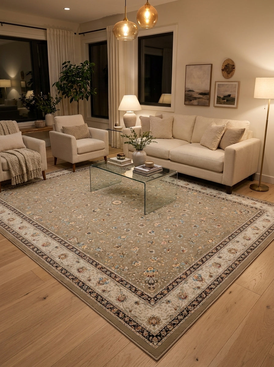 Mashad 817258 Coffee Traditional Persian-Style Area Rug – Machine-Made, Turkey