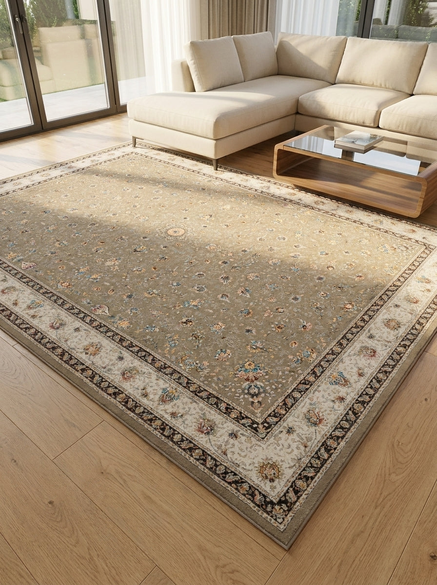 Mashad 817258 Coffee Traditional Persian-Style Area Rug – Machine-Made, Turkey