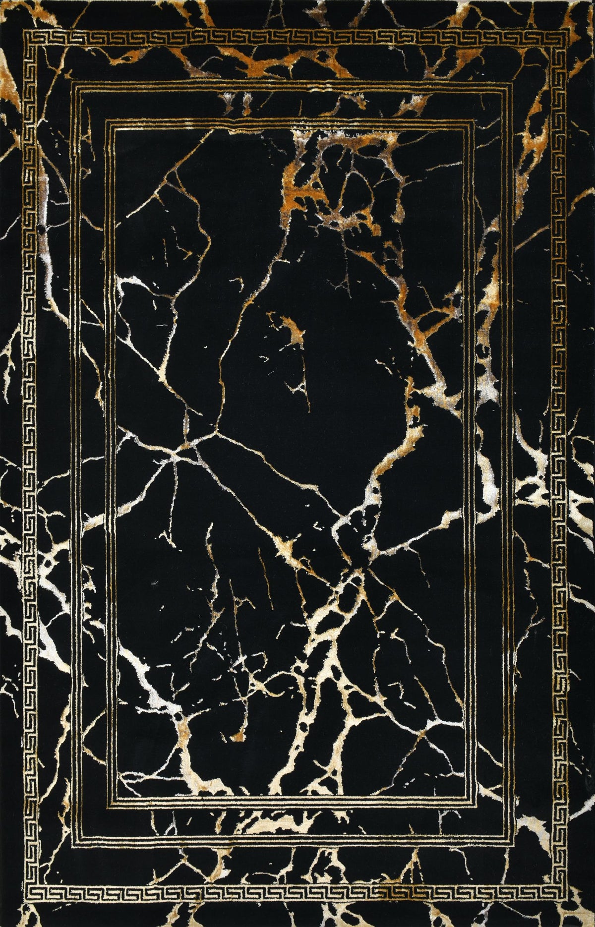 Zara Z093A Modern Area Rug Black Gold