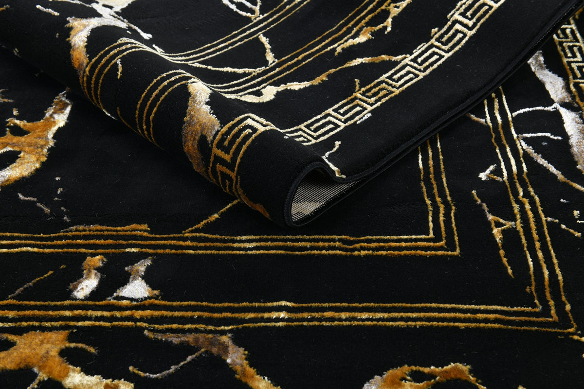 Zara Z093A Black Gold modern rug - Australian Rugs