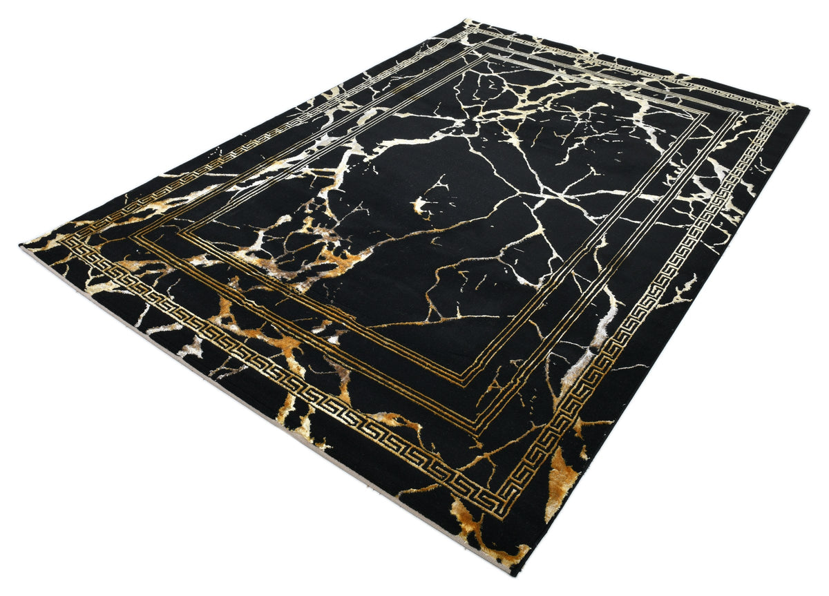 Zara Z093A Black Gold modern rug - Australian Rugs