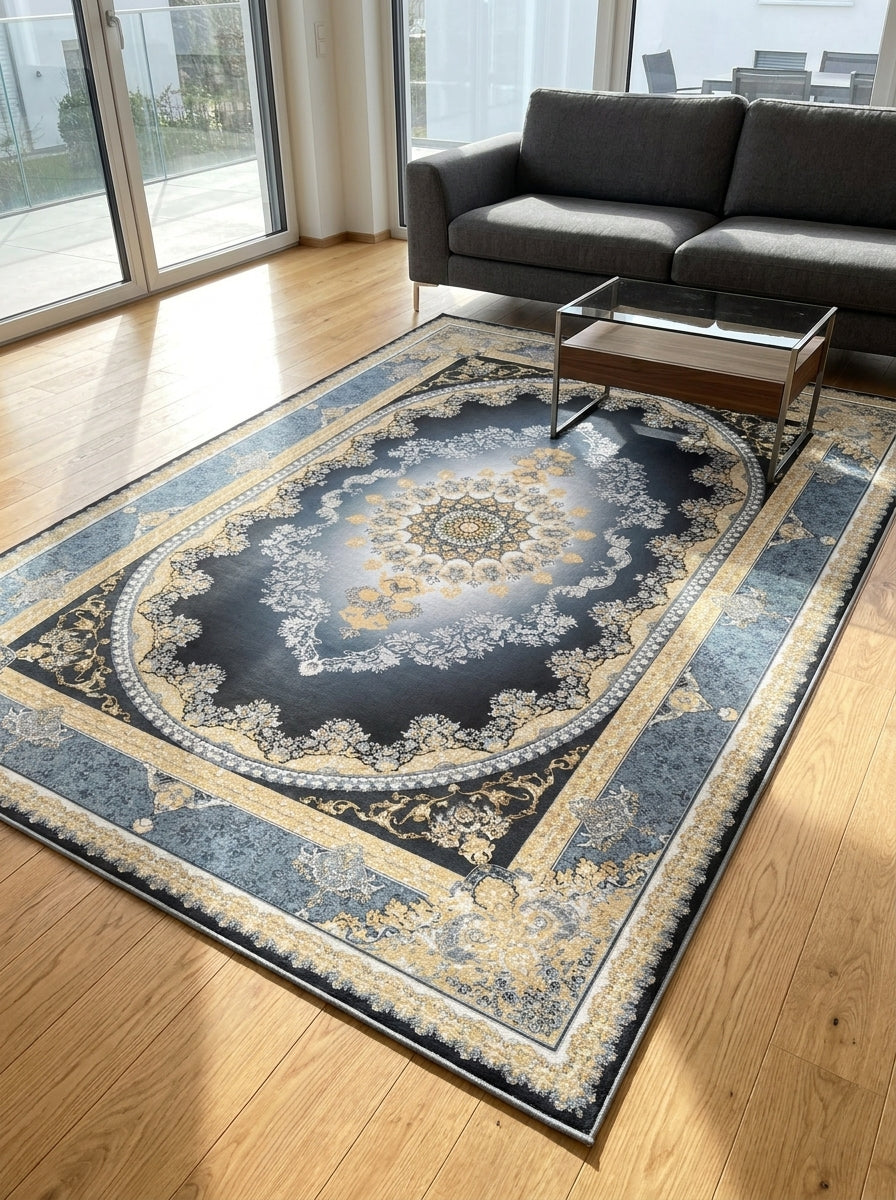 Mashad 723502 Coal Traditional Persian-Style Area Rug & Hallway Runner – Machine-Made, Turkey