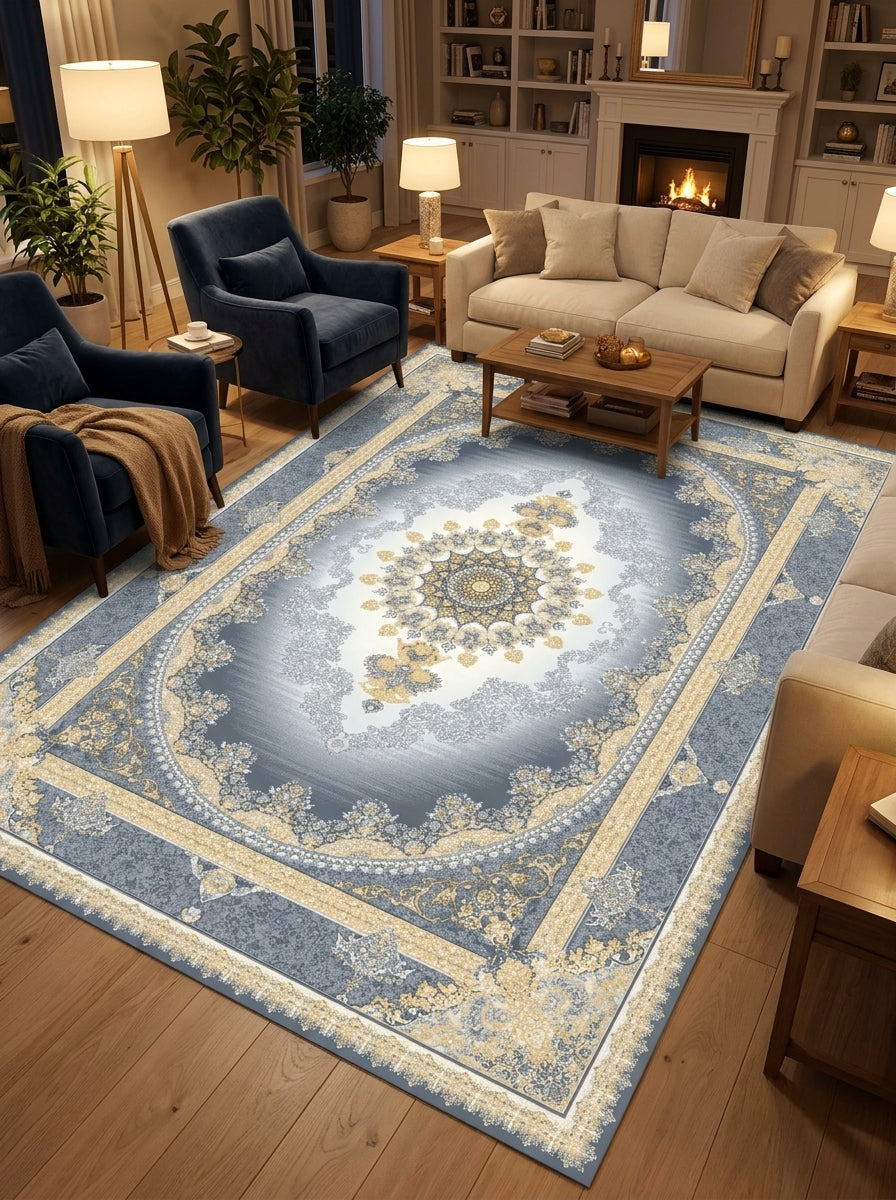 Mashad 723502 Grey Traditional Persian-Style Area Rug & Hallway Runner – Machine-Made, Turkey