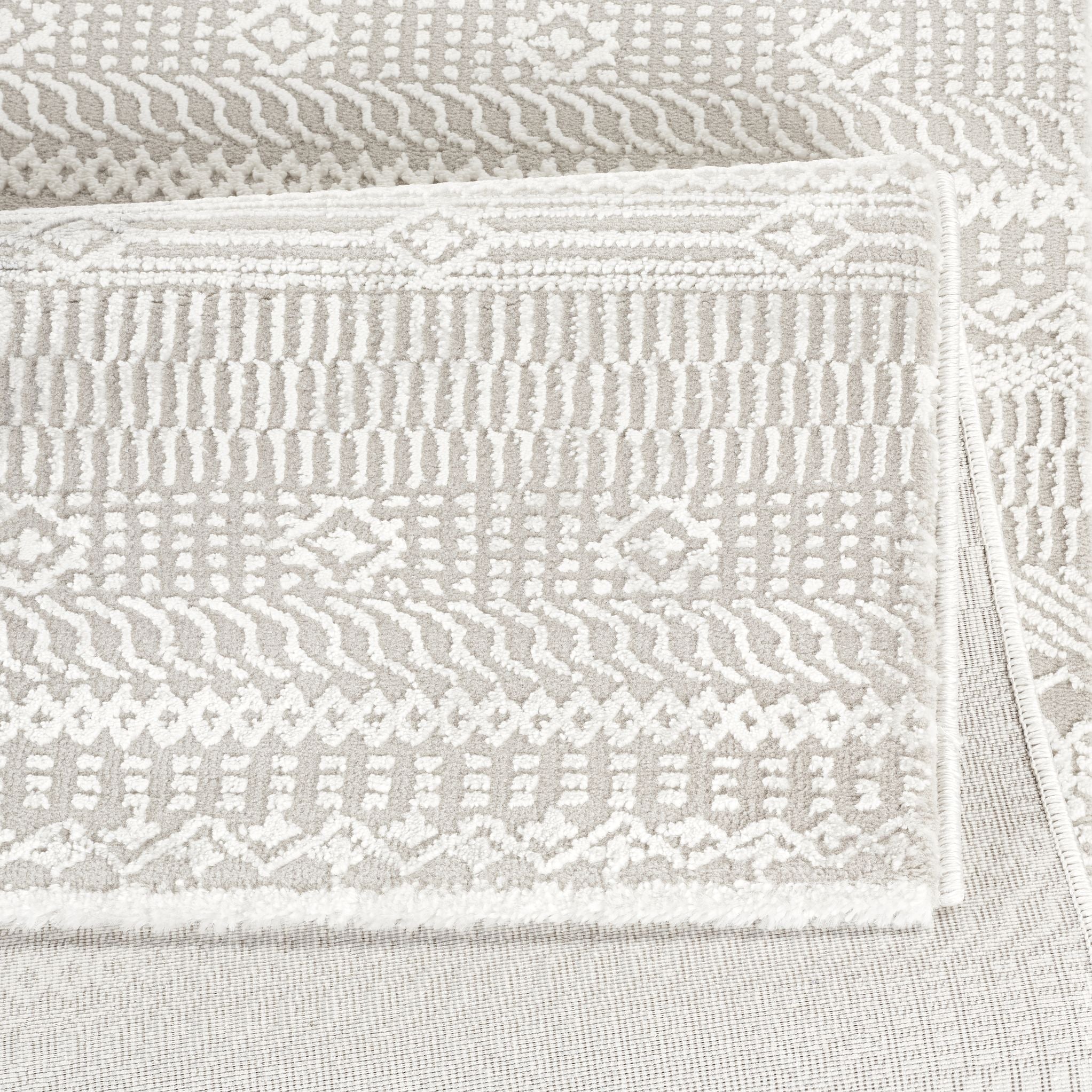 Anemon T053A Modern Area Rug Cream Silver - detail view 2 - Australian Rugs