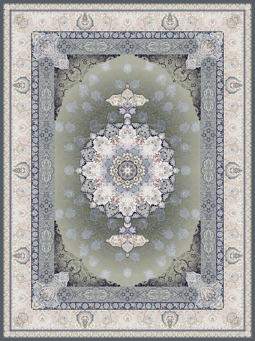 Delroba Traditional Persian Area Rug Smoky