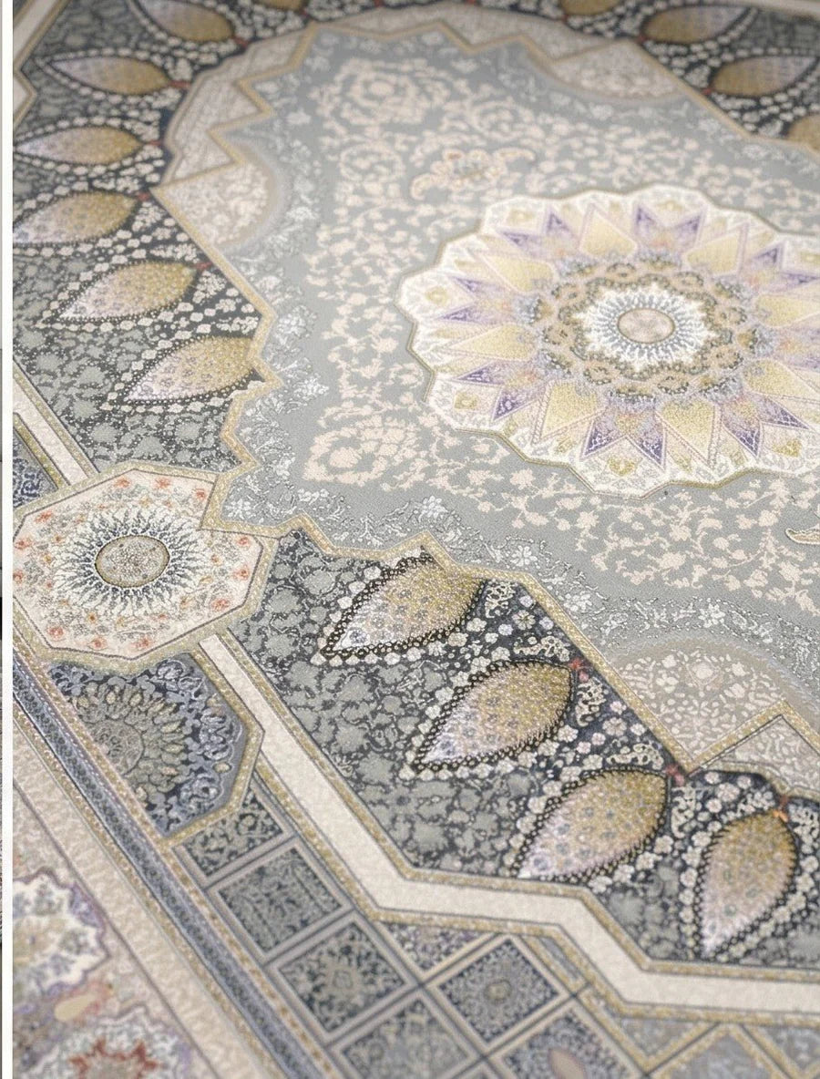 Delvin Traditional Persian Area Rug in Silver - additional angle