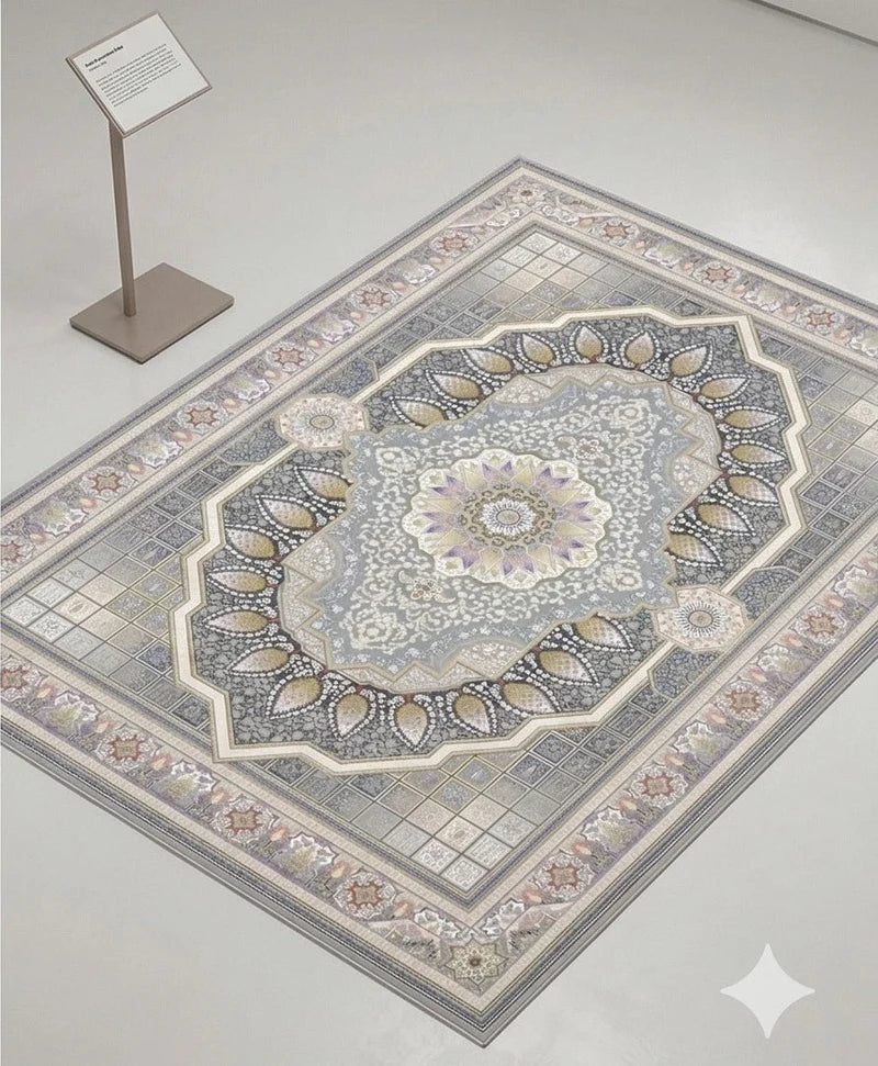 Delvin Traditional Persian Area Rug in Silver - additional angle
