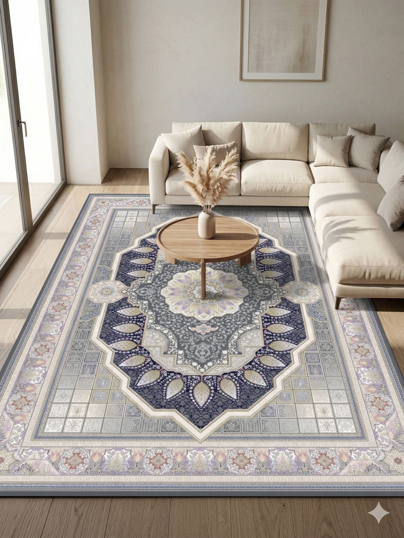 Delvin Traditional Persian Area Rug Smoky