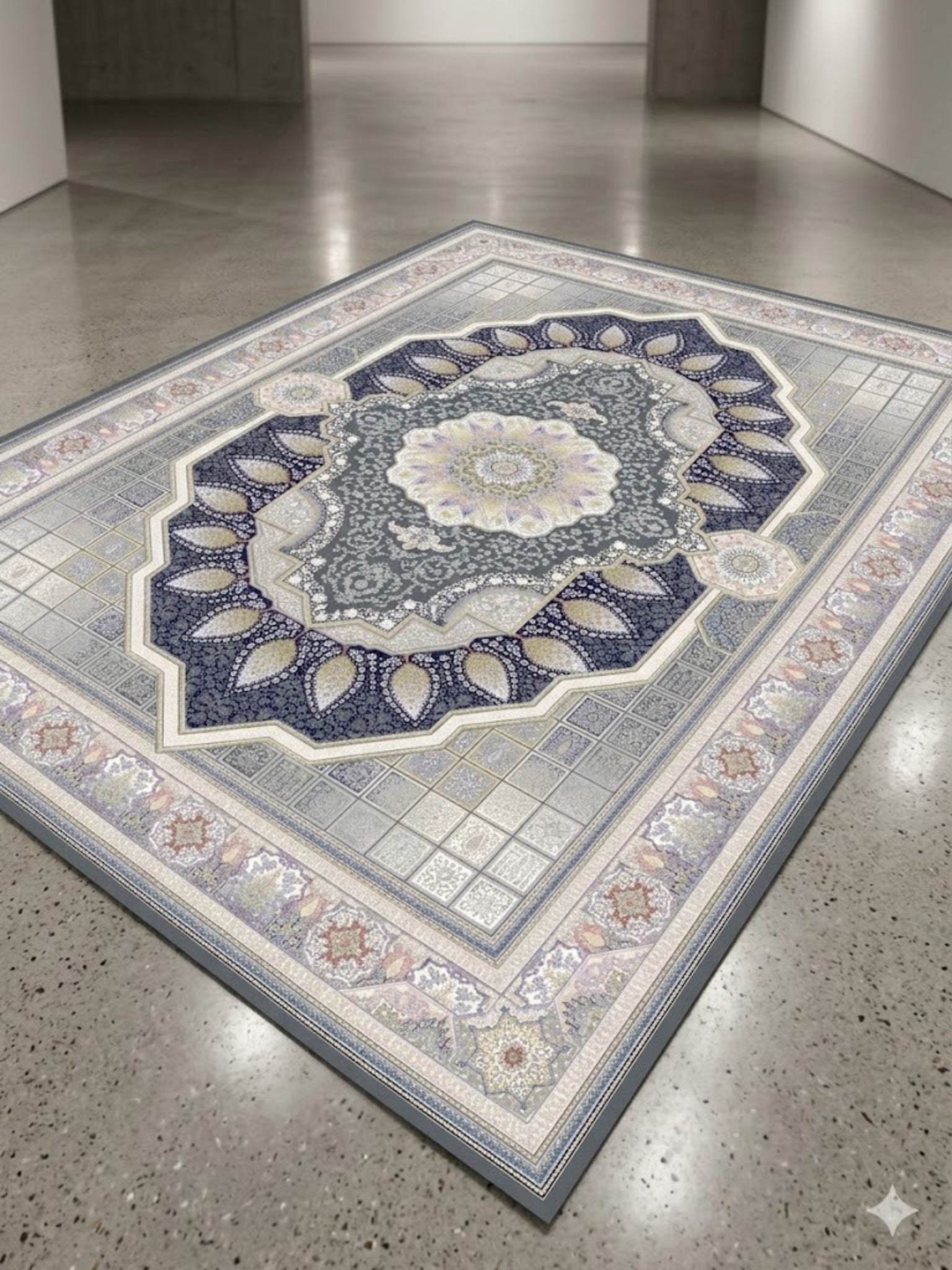 Delvin Traditional Persian Area Rug Smoky