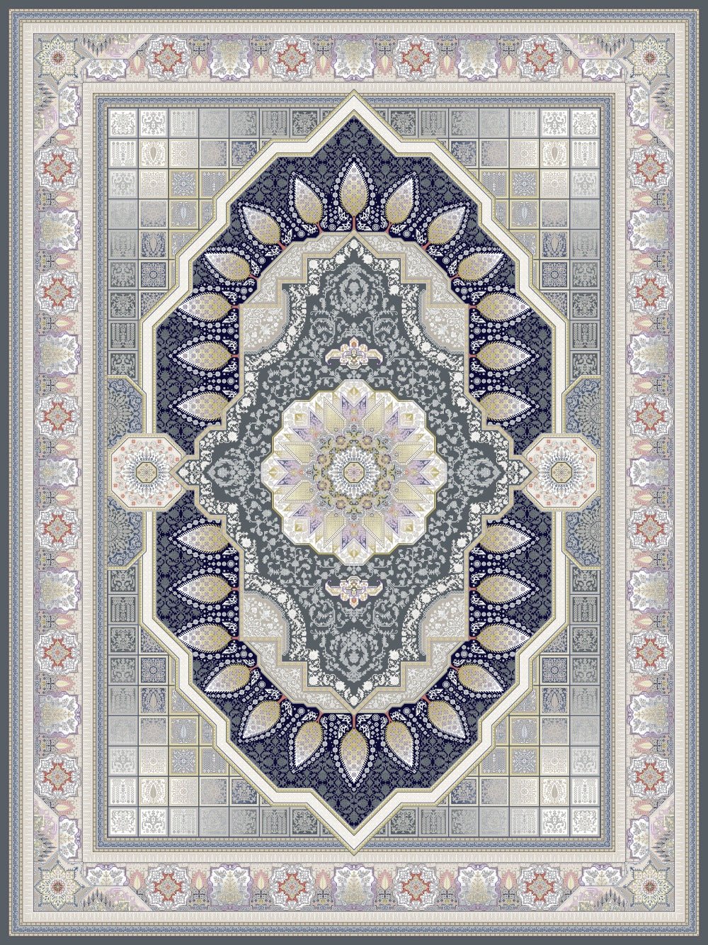 Delvin Traditional Persian Area Rug Smoky