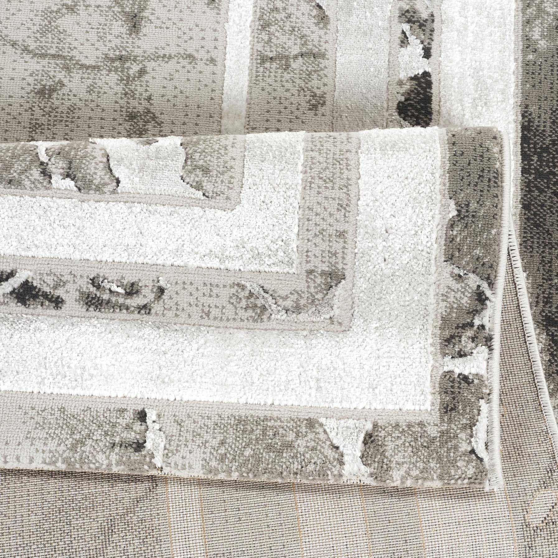 Elmas T502B Modern Area Rug L.Grey White - detail view 2 - Australian Rugs
