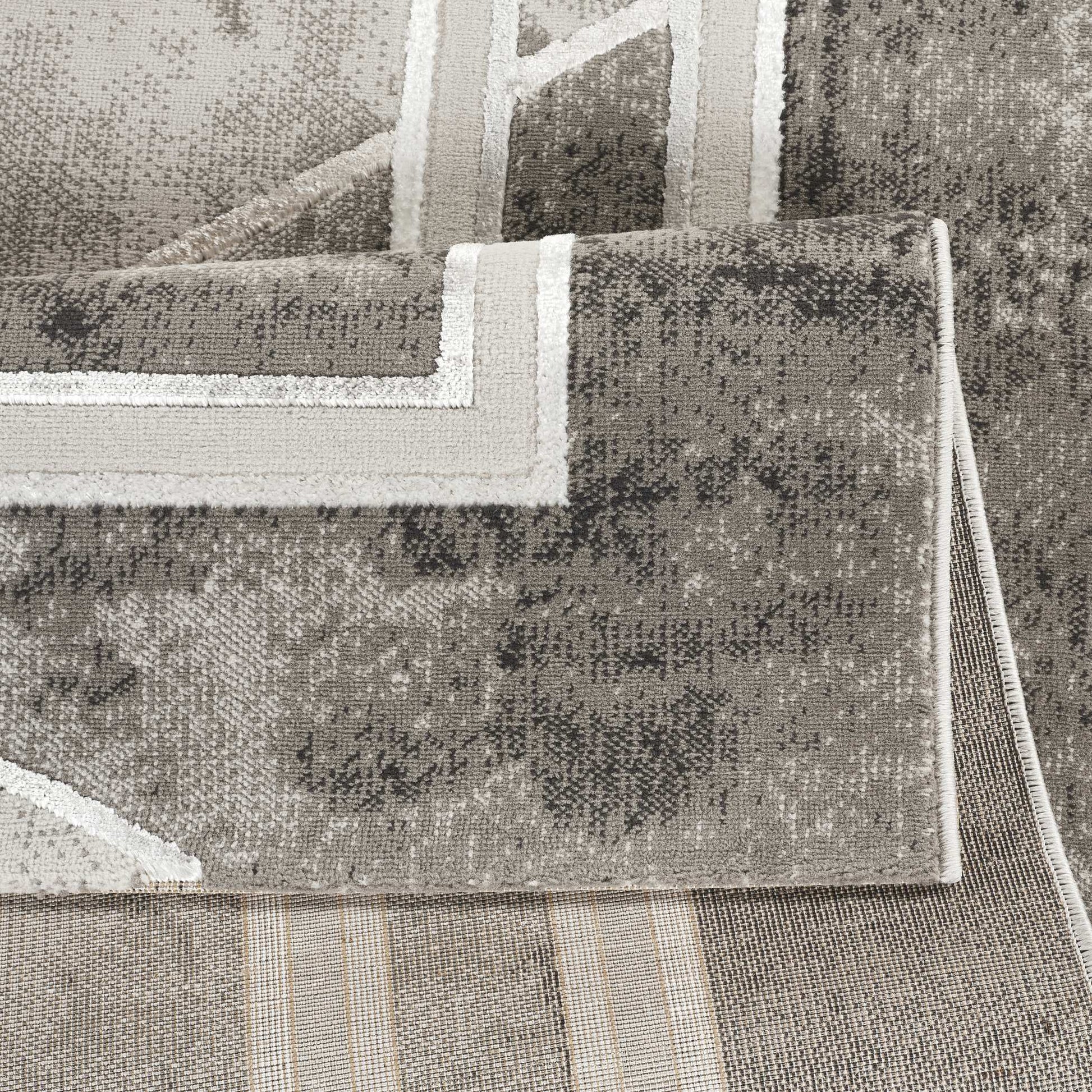 Elmas T510A Modern Area Rug L.Grey White - detail view 2 - Australian Rugs