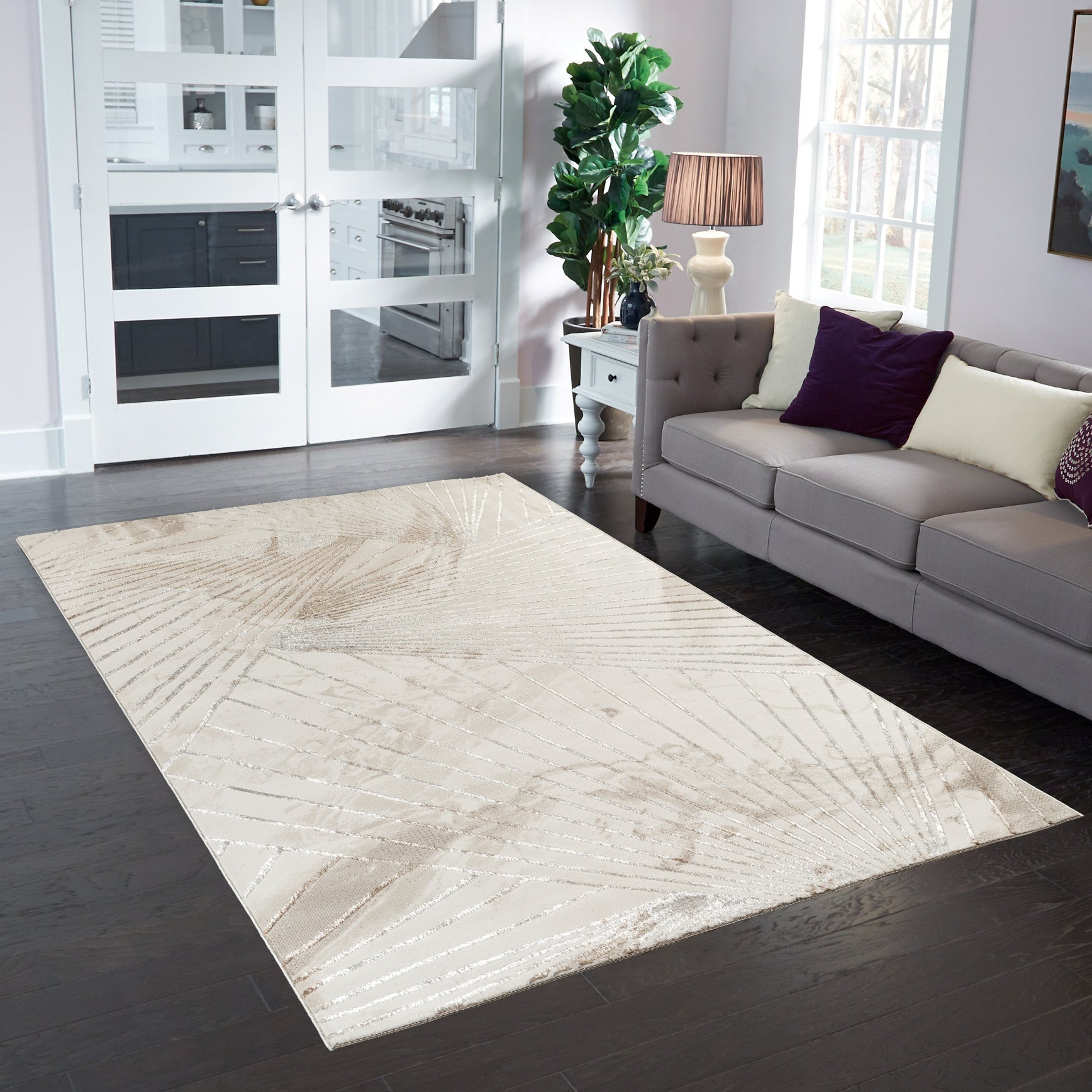 Elmas T511A Modern Area Rug Cream V.Beige - detail view 1 - Australian Rugs