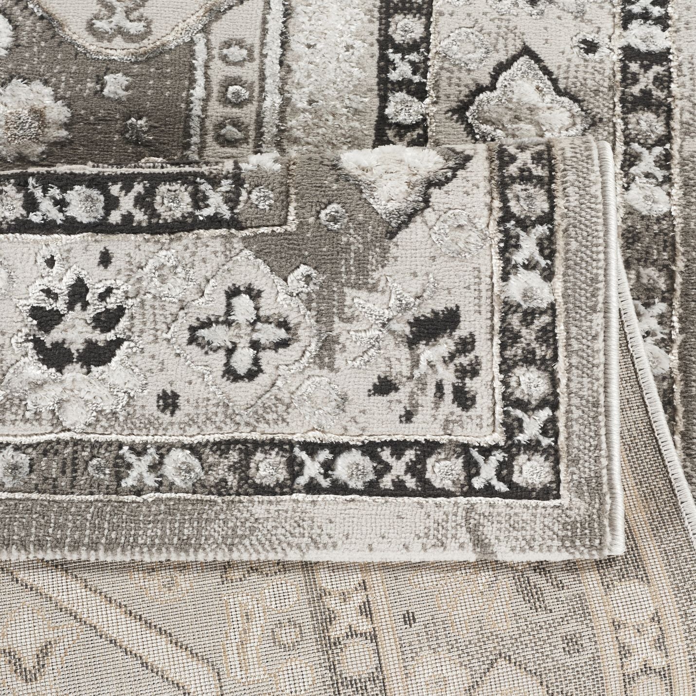 Elmas T529A Modern Area Rug L.Grey White - detail view 2 - Australian Rugs