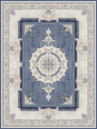 Ivan Traditional Persian Area Rug Sky Blue