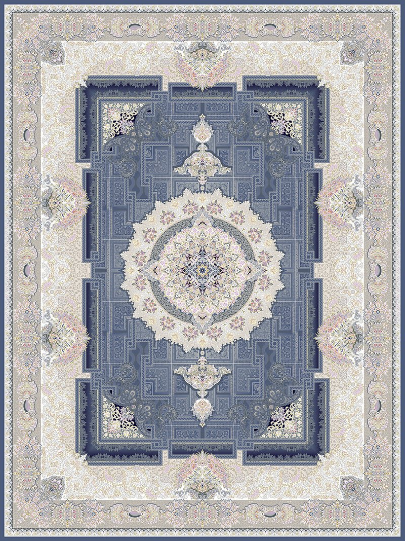 Ivan Traditional Persian Area Rug Sky Blue