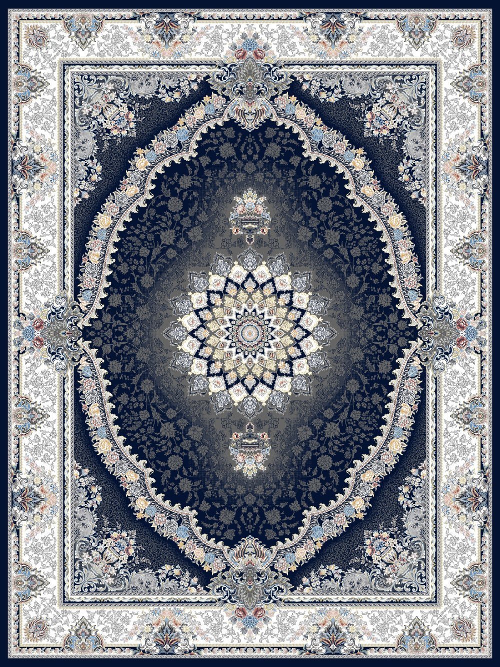 Kamand Traditional Persian Area Rug Navy Blue - Australian Rugs