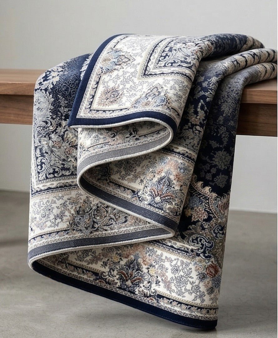 Kamand Traditional Persian Area Rug Navy Blue - detail view 3 - Australian Rugs