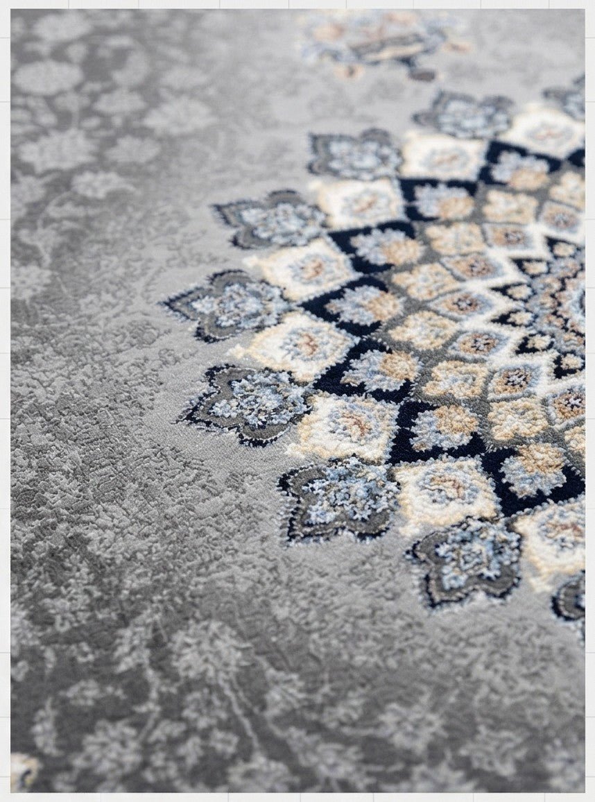 Kamand Traditional Persian Area Rug Smoky - detail view - Australian Rugs