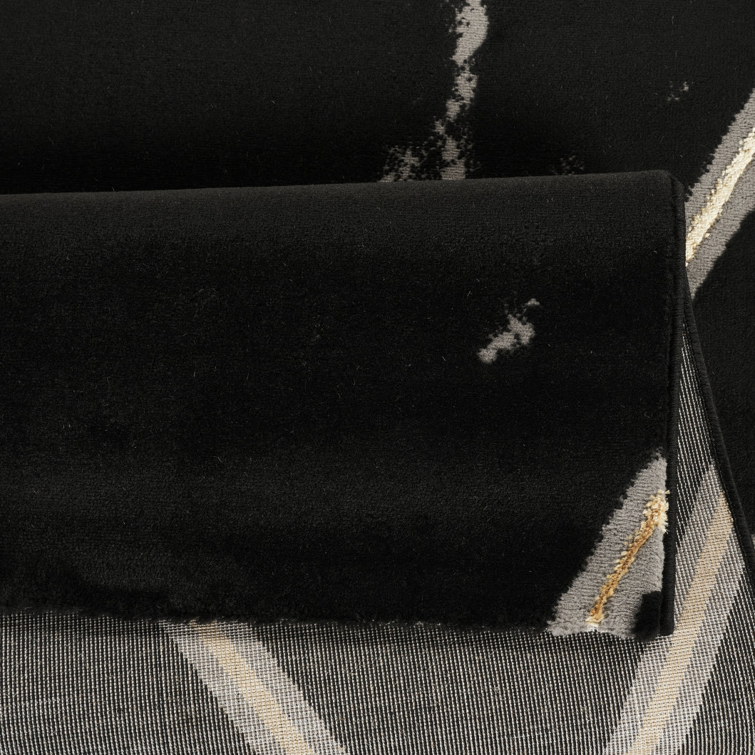 Marmaris D461B Modern Area Rug Black V.Gold - detail view 2 - Australian Rugs