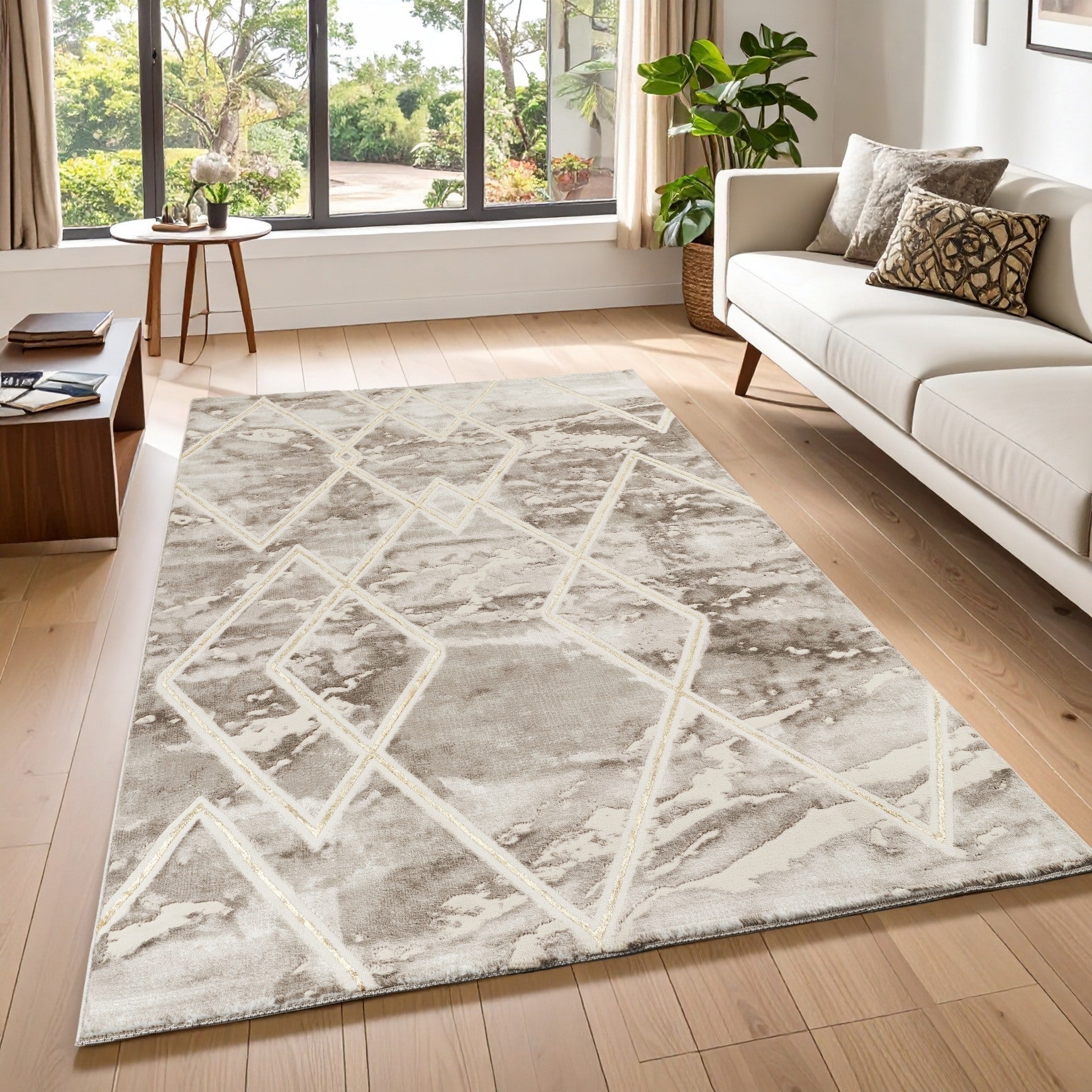 Marmaris D633A Modern Area Rug Beige V.Gold - detail view 1 - Australian Rugs