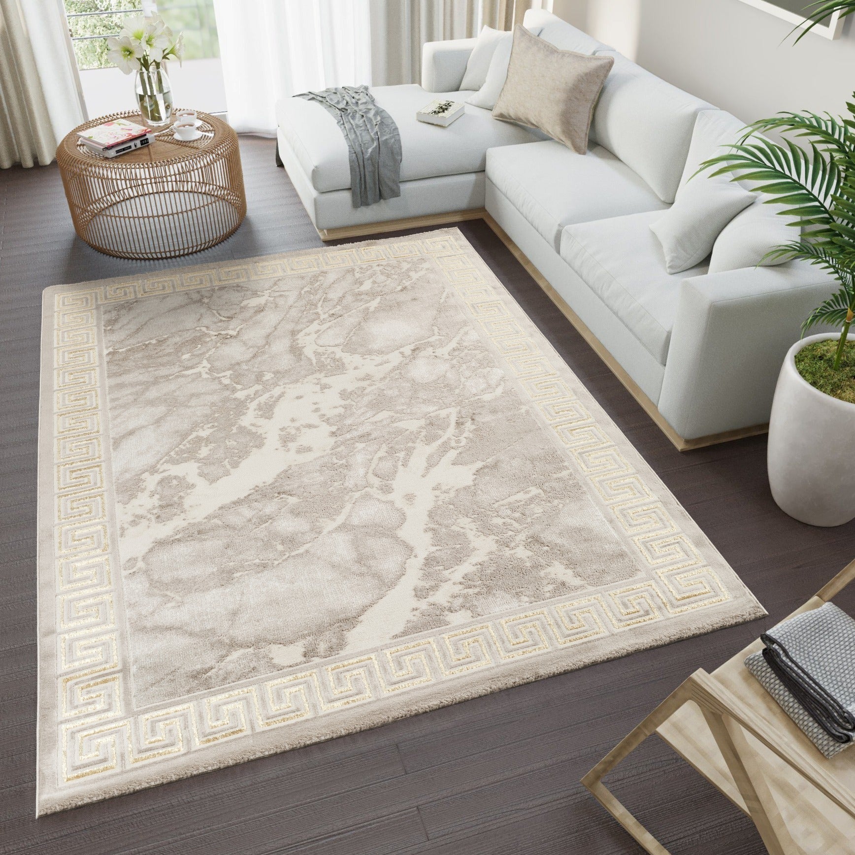 Marmaris D634A Modern Area Rug Cream V.Gold - detail view 1 - Australian Rugs