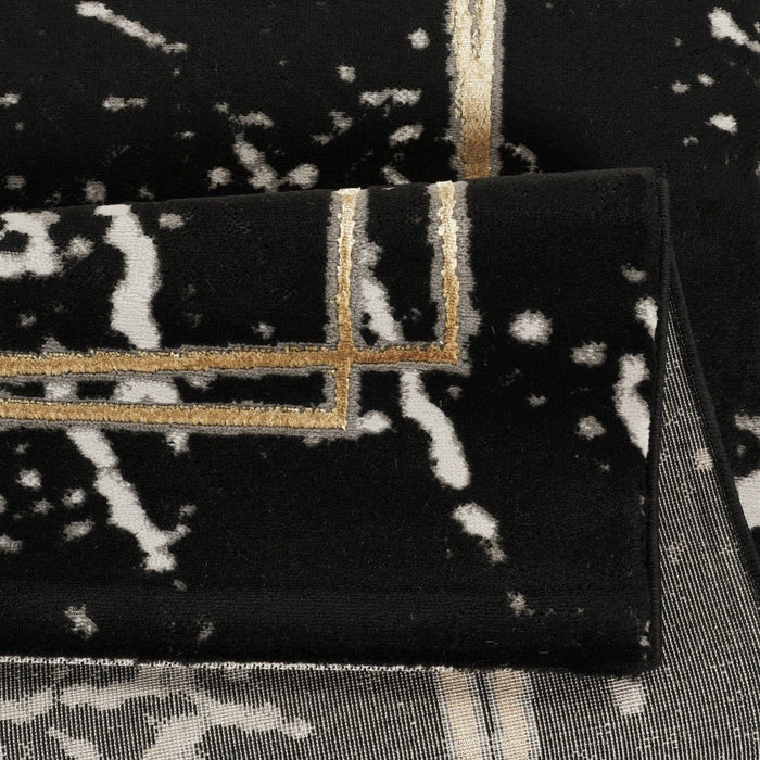 Marmaris E528A Modern Area Rug Black V.Gold