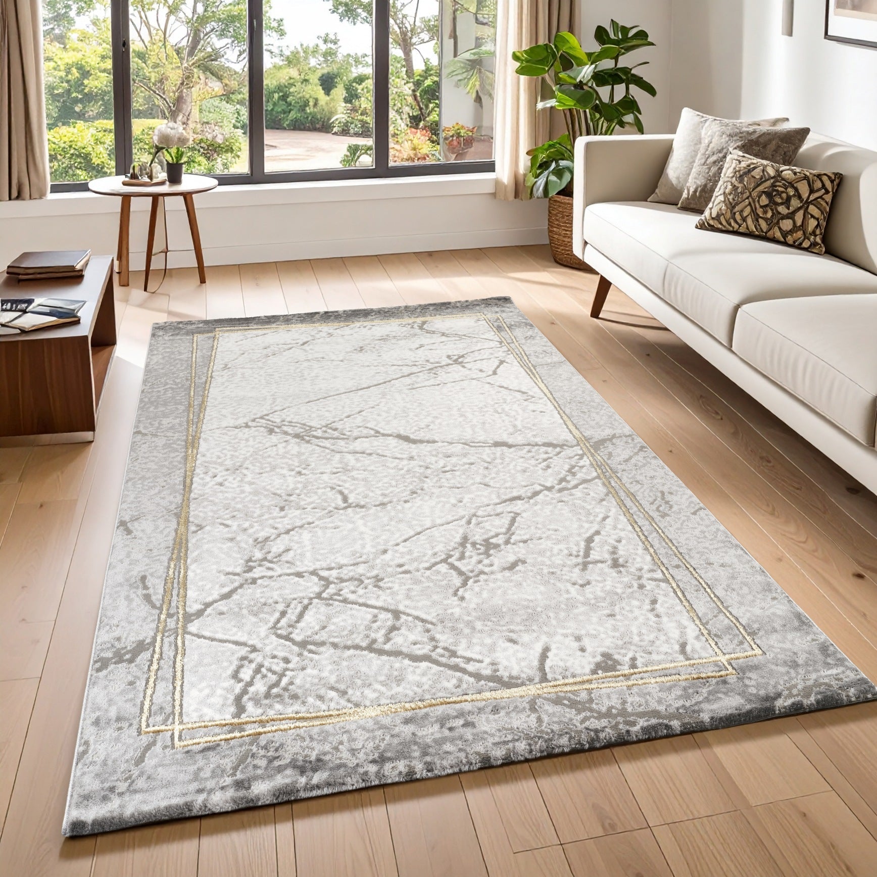 Marmaris E528A Modern Area Rug L.Grey V.Gold - detail view 1 - Australian Rugs