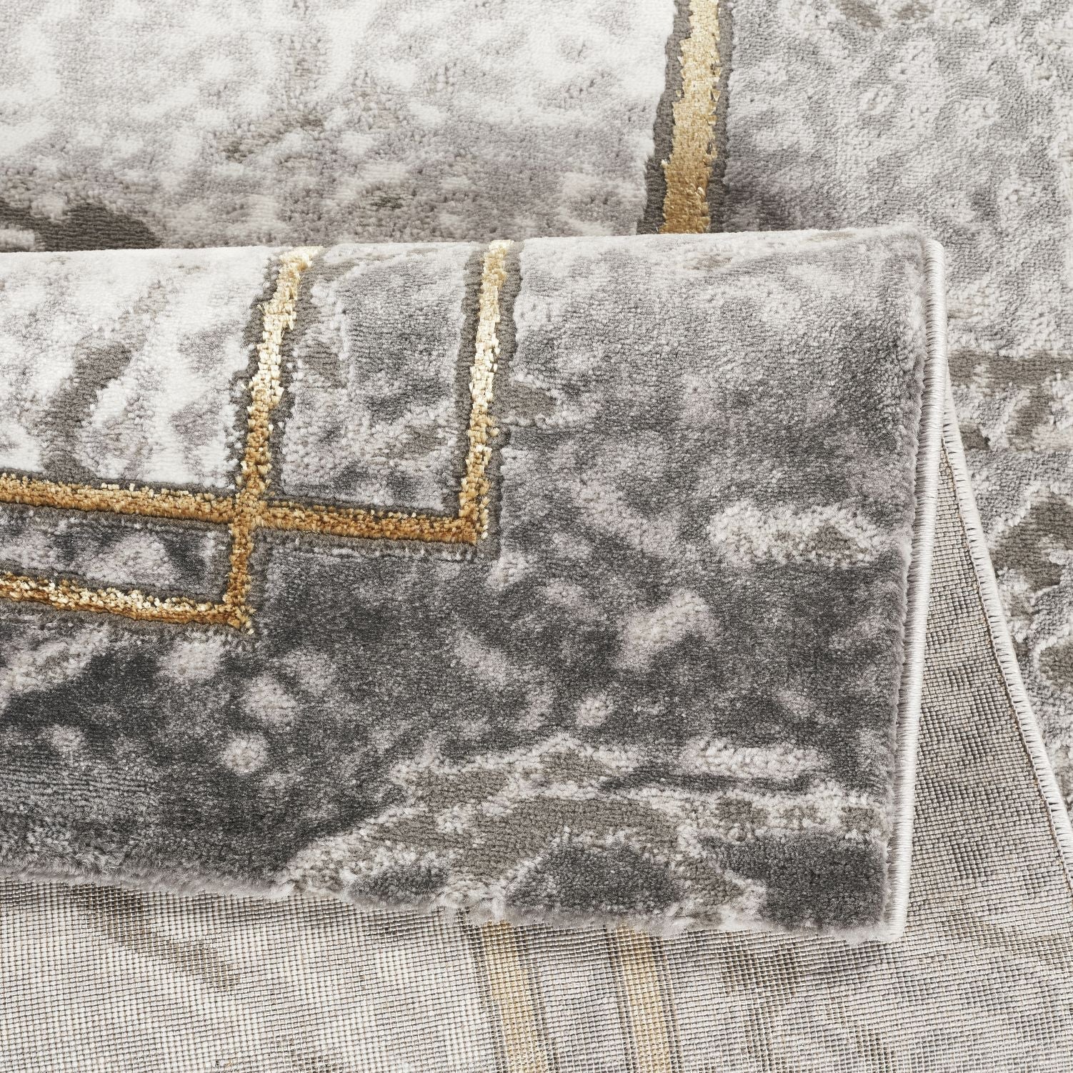 Marmaris E528A Modern Area Rug L.Grey V.Gold - detail view 2 - Australian Rugs
