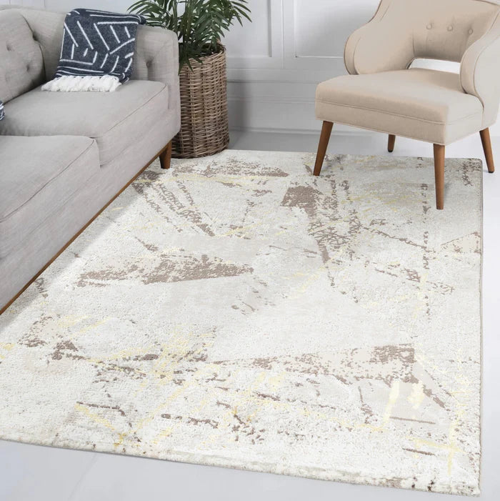 Marmaris E533A modern area rug - abstract gold pattern detail