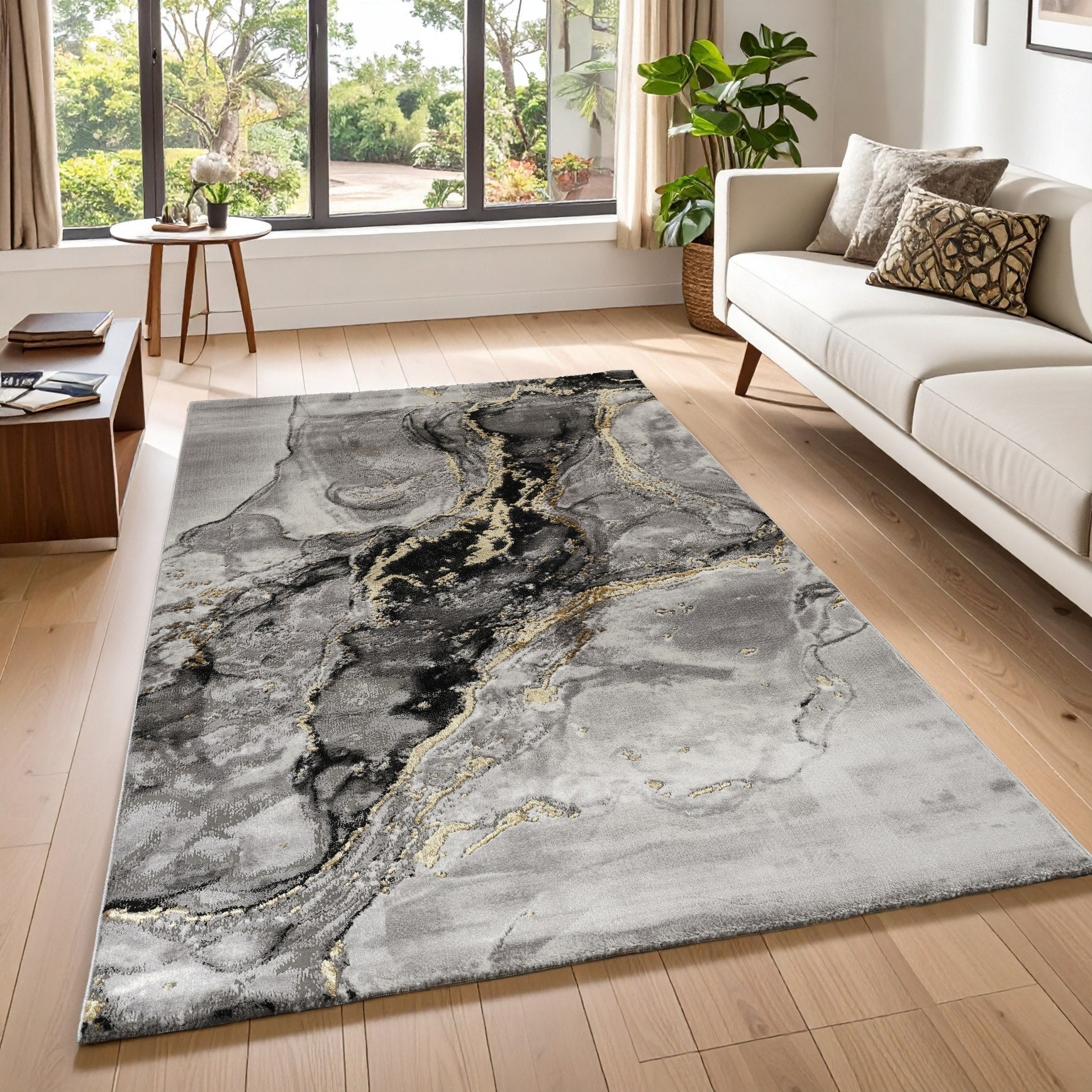 Marmaris T032A Modern Area Rug L.Grey White - detail view 1 - Australian Rugs