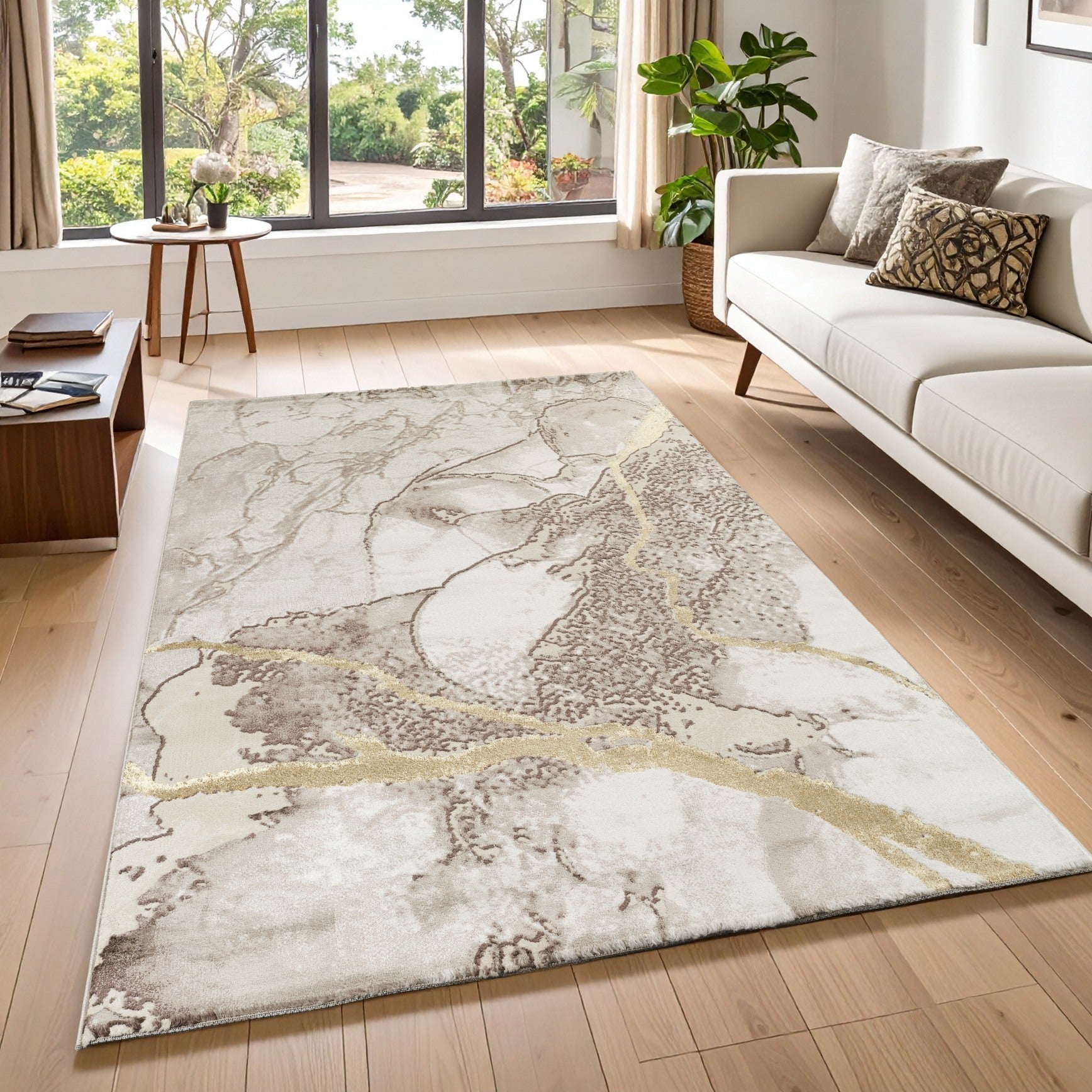 Marmaris T035A Modern Area Rug Cream Beige - detail view 1 - Australian Rugs