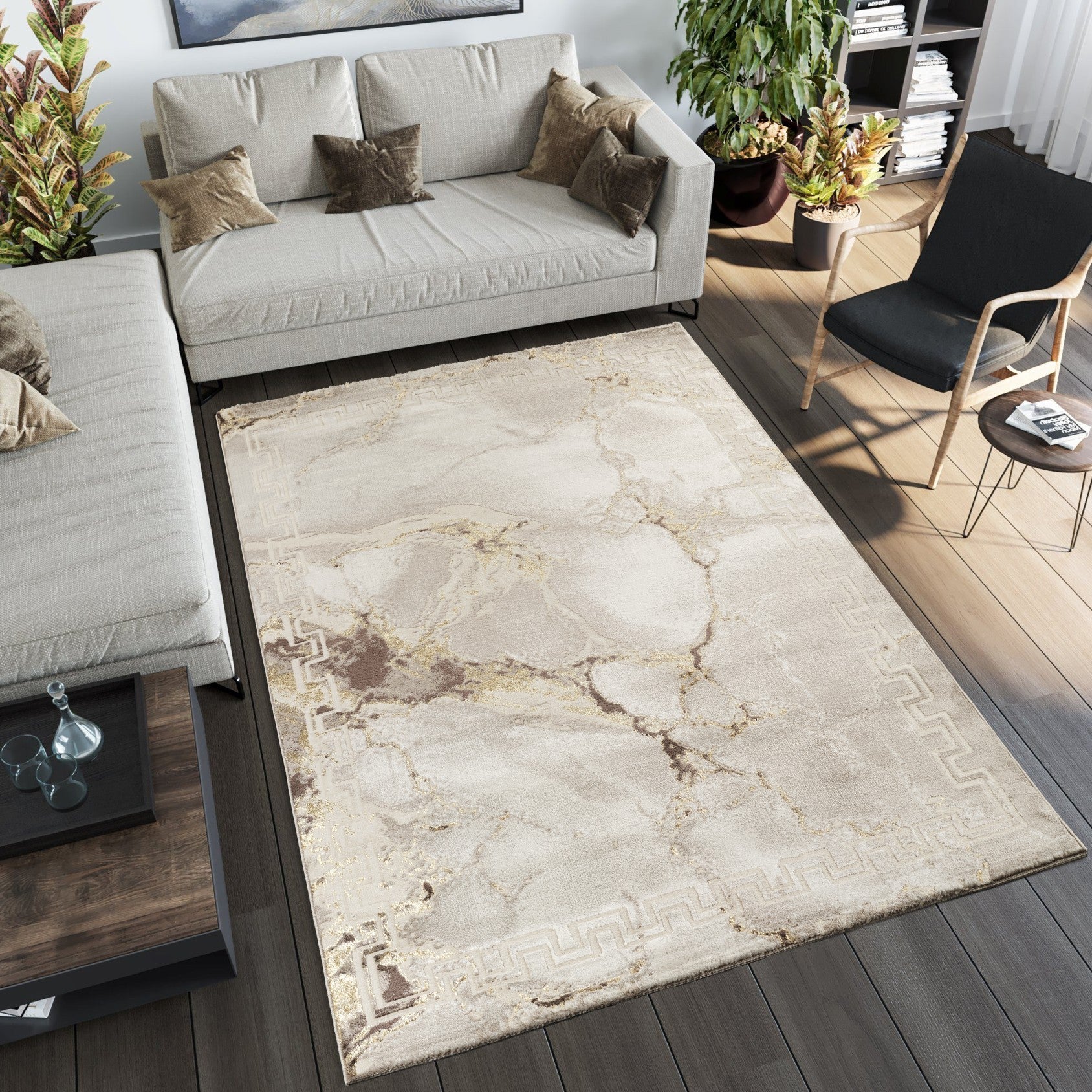 Marmaris T038A Modern Area Rug Cream Beige - detail view 1 - Australian Rugs