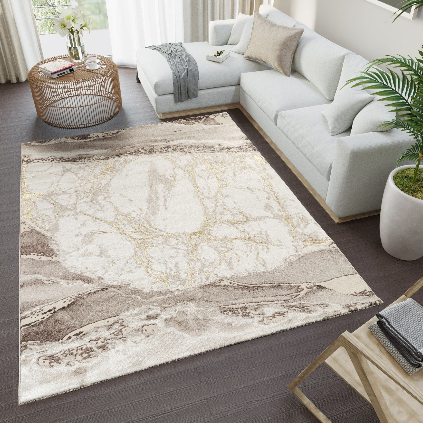 Marmaris T042A Modern Area Rug Cream Beige - detail view 1 - Australian Rugs