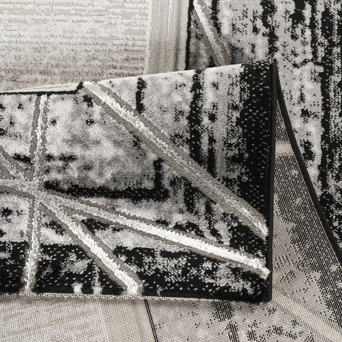 Marmaris T046A Modern Area Rug L.Grey White - detail view 2 - Australian Rugs