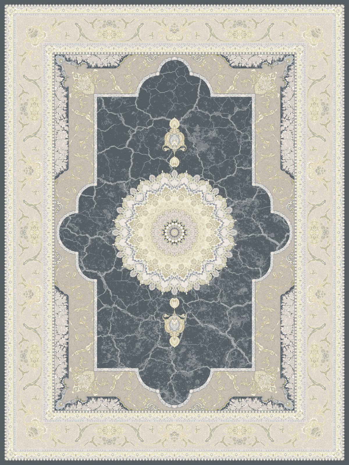 Nasim Smoky Traditional Persian Area Rug - full rug view - Australian Rugs
