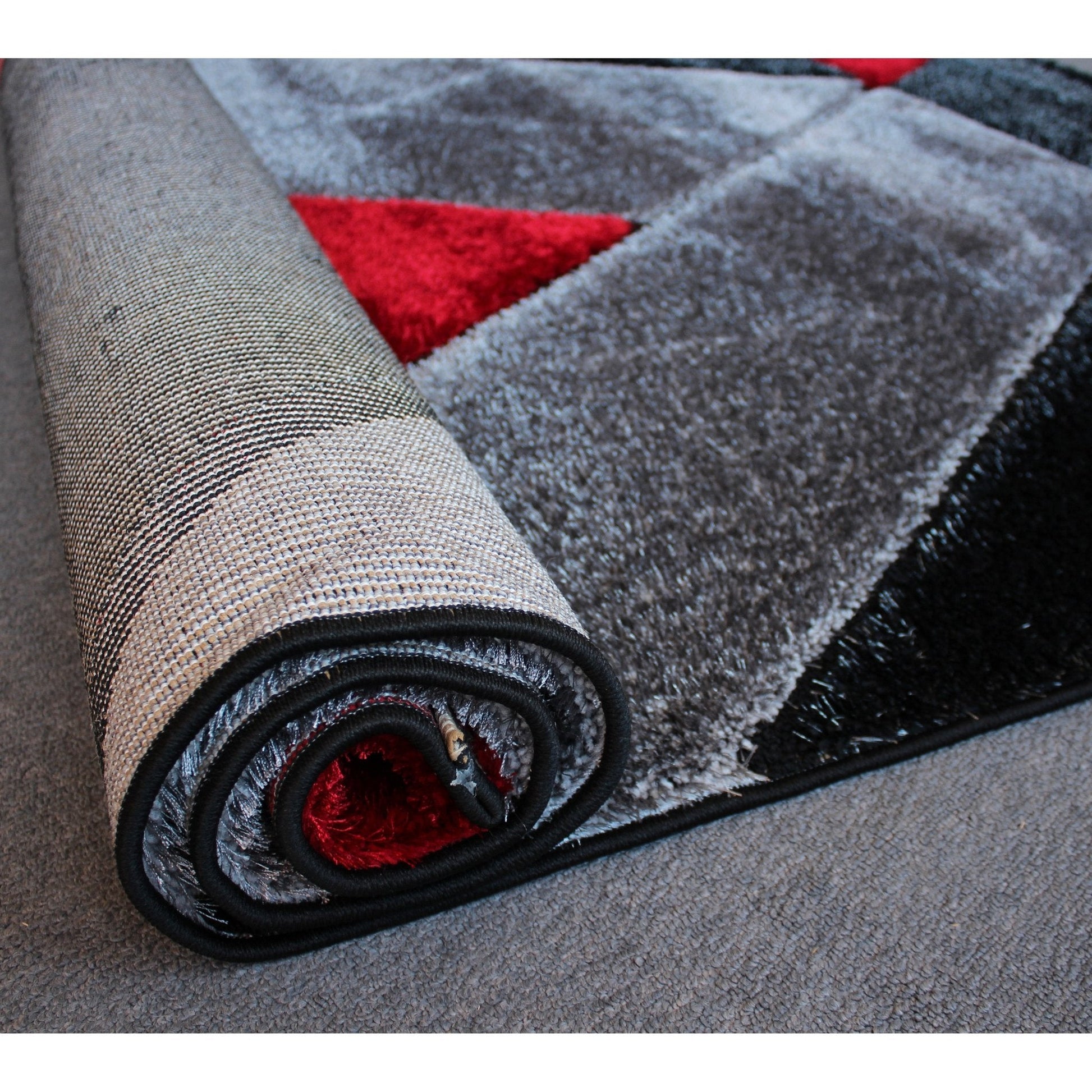 Orion Shaggy B695 Black Red Round Rug - Australian Rugs