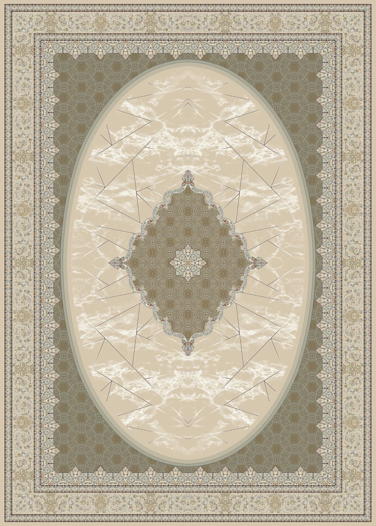 Parnian Beige Traditional Persian Area Rug - full rug view - Australian Rugs
