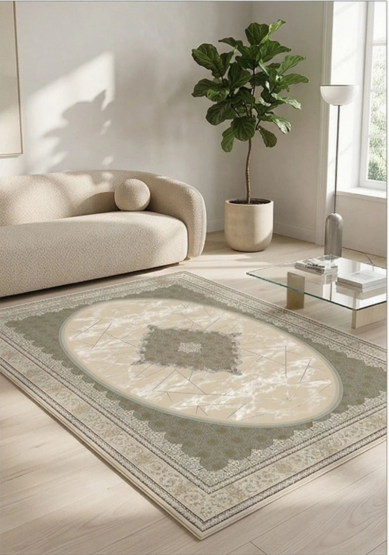 Parnian Beige Traditional Persian Area Rug - border pattern close-up