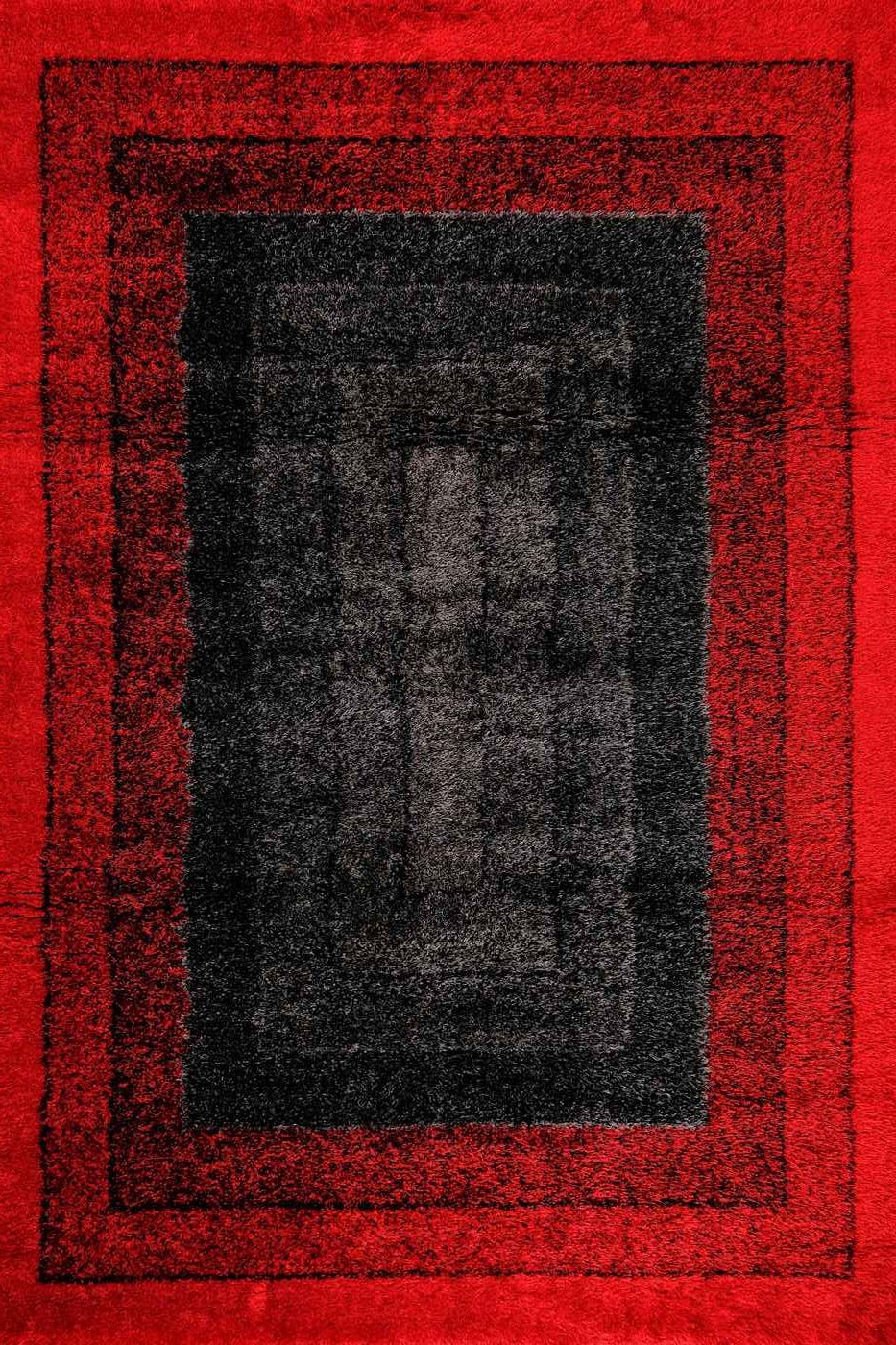 Puffy Style P301F Black / Red Modern Shaggy Area Rug