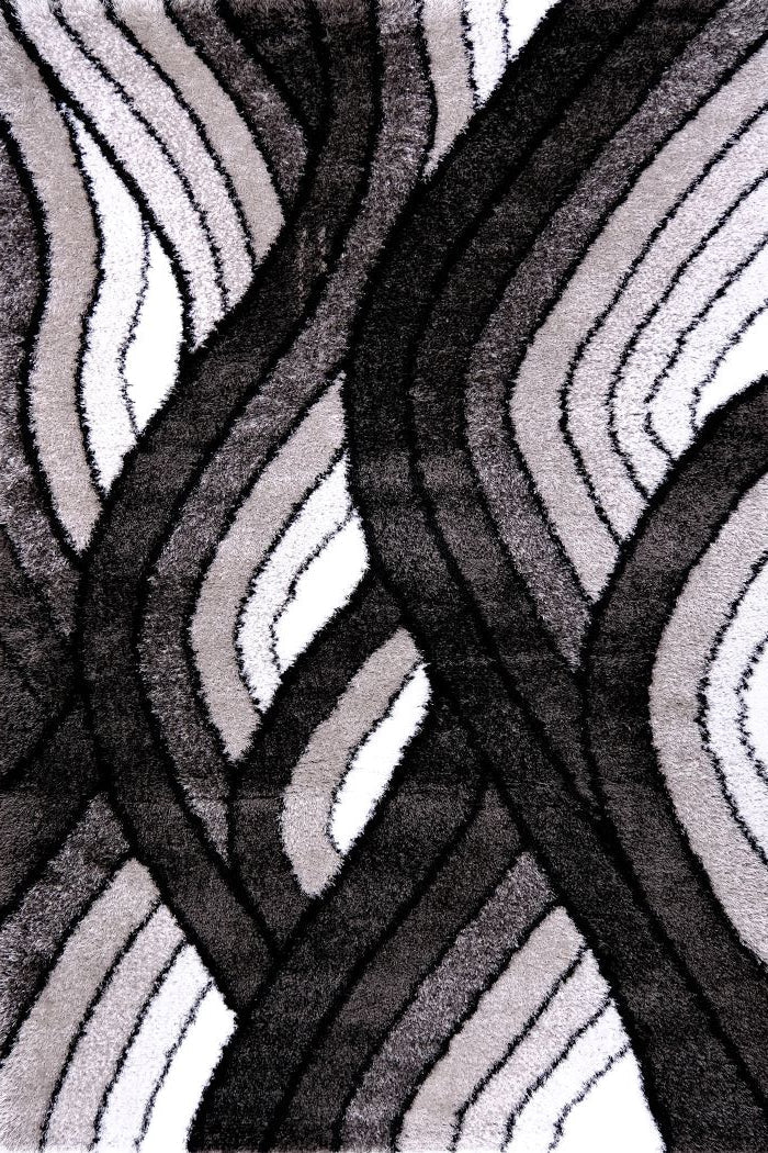 Puffy Style P667A Anthracite / Grey Modern Shaggy Area Rug