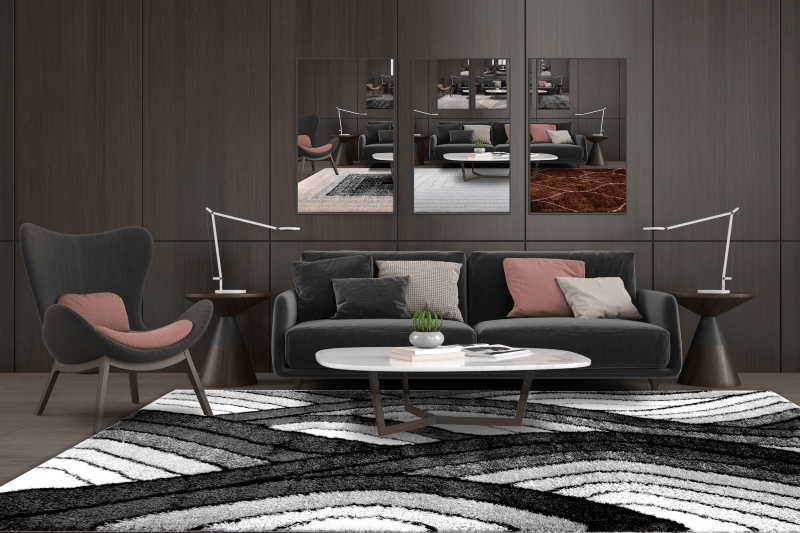 Puffy Style P667A Anthracite / Grey Modern Shaggy Area Rug