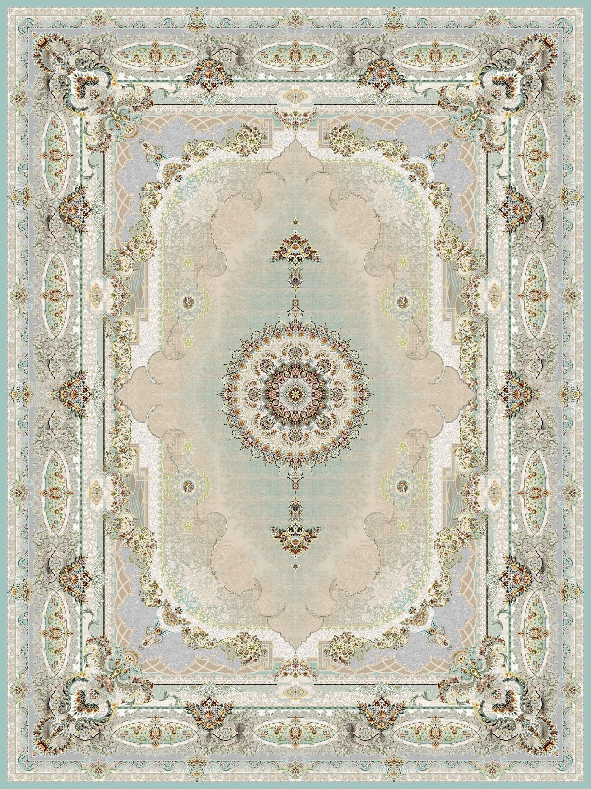 Salar Traditional Persian Area Rug Blue